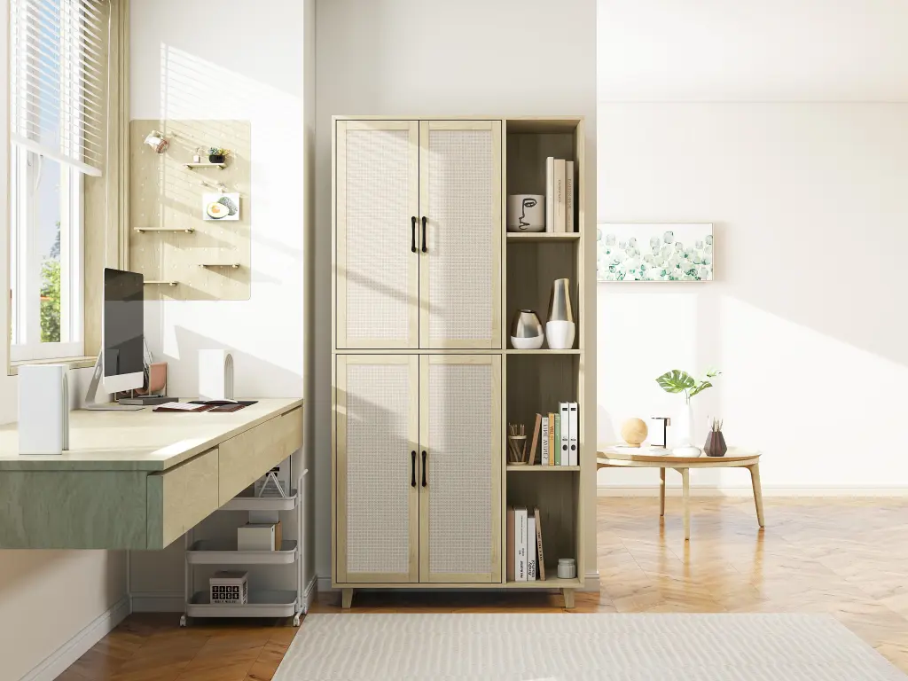 4 Door Cabinet 4 Shelves 4 Customizable Inner Shelves, Storage Cabinet rnb