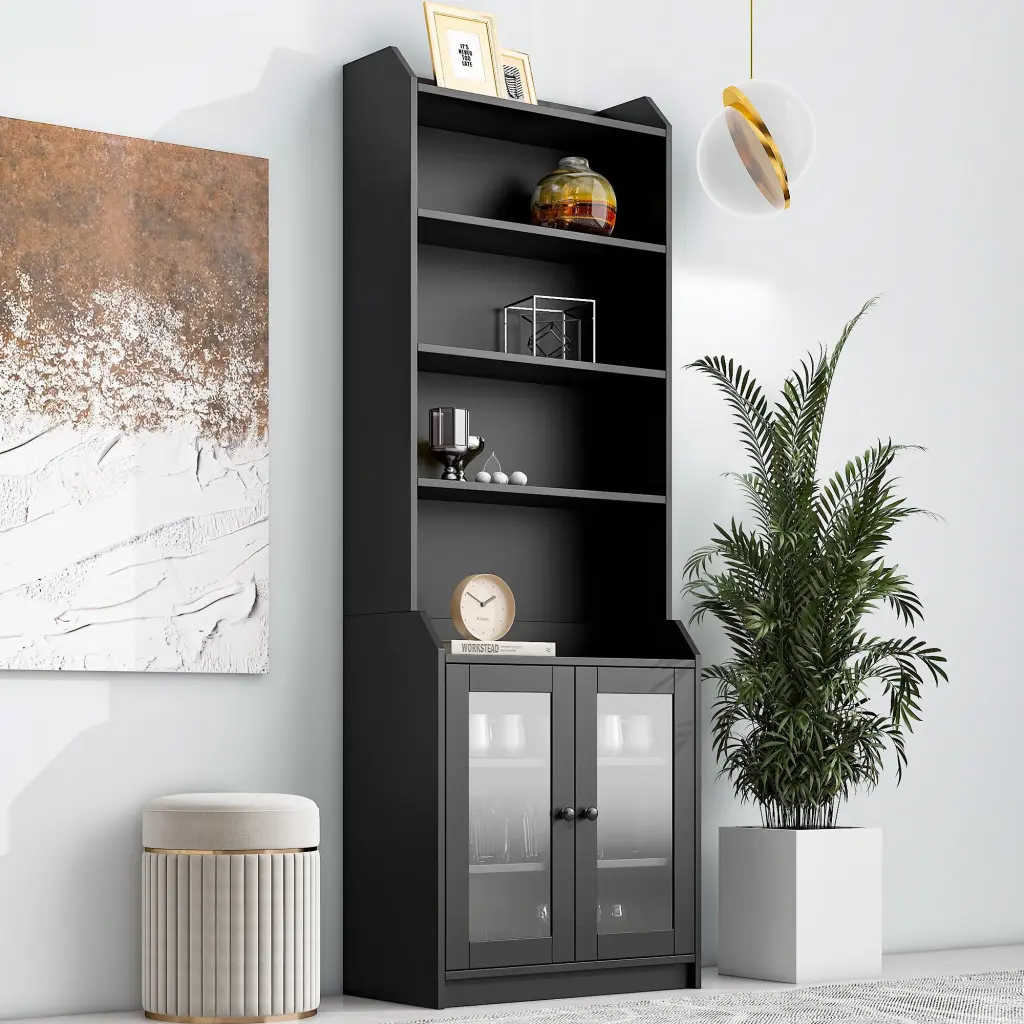 Elegant Tall Cabinet Acrylic Board Door Multi Functional Sideboard rnb