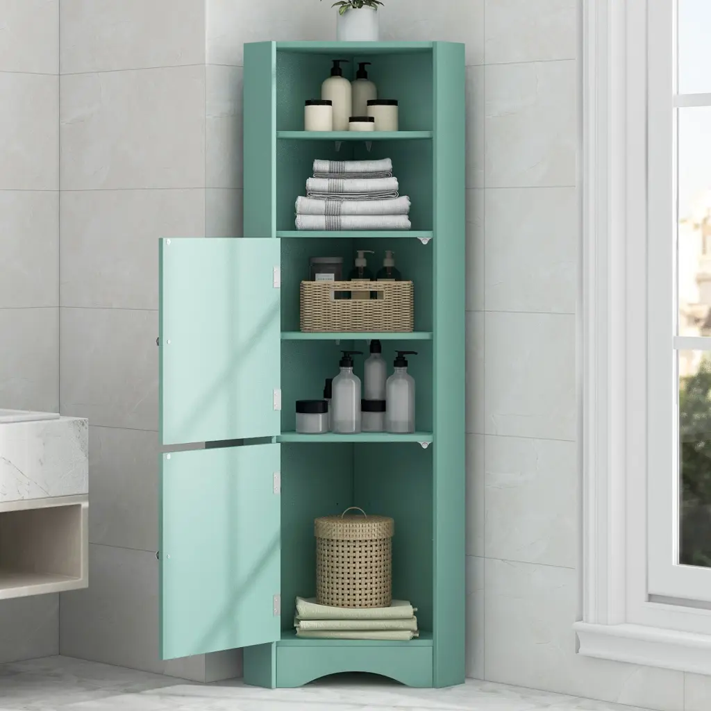 Tall Bathroom Corner Cabinet Freestanding Storage Cabinet Doors rnb