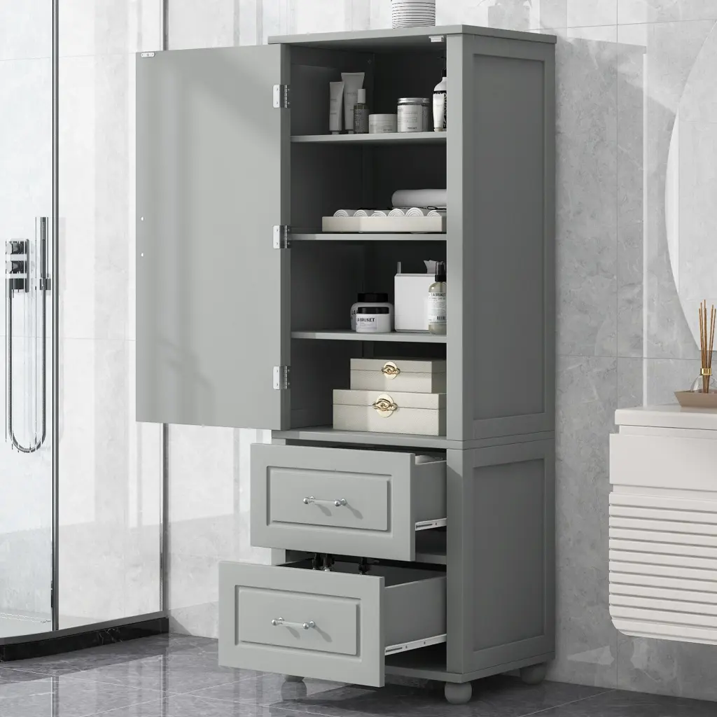 Tall Bathroom Storage Cabinet, Freestanding Storage Cabinet Two Doors rnb