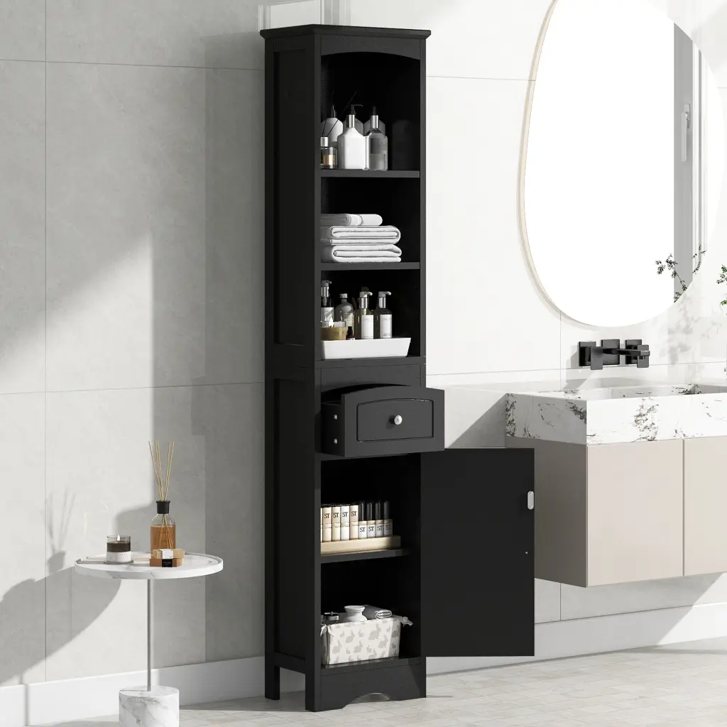 Tall Freestanding Bathroom Storage Cabinet Drawer MDF Construction rnb