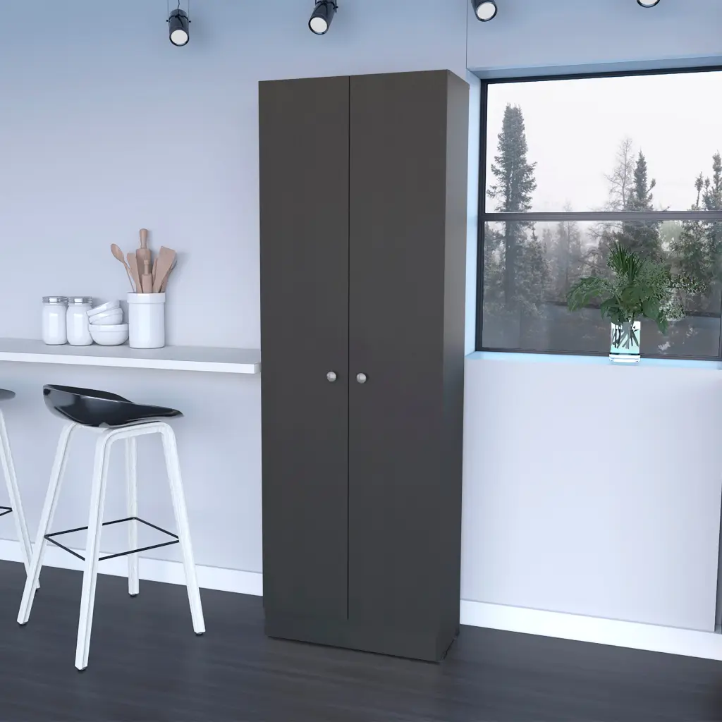 Virginia Double Door Storage Cabinet Five Shelves Black Bedroom Modern Closet Organizer rta mubles colombia