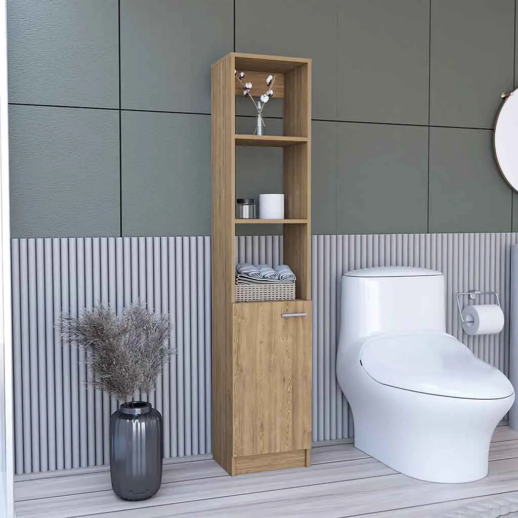 Linen Cabinet Emmett Two Shelves Pine Finish Espresso Bathroom Storage treevol furniture