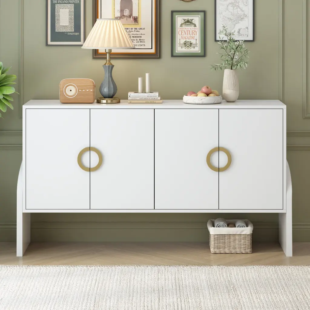 Four Door Metal Handle Storage Cabinet Study, Living Room, or Office u_style