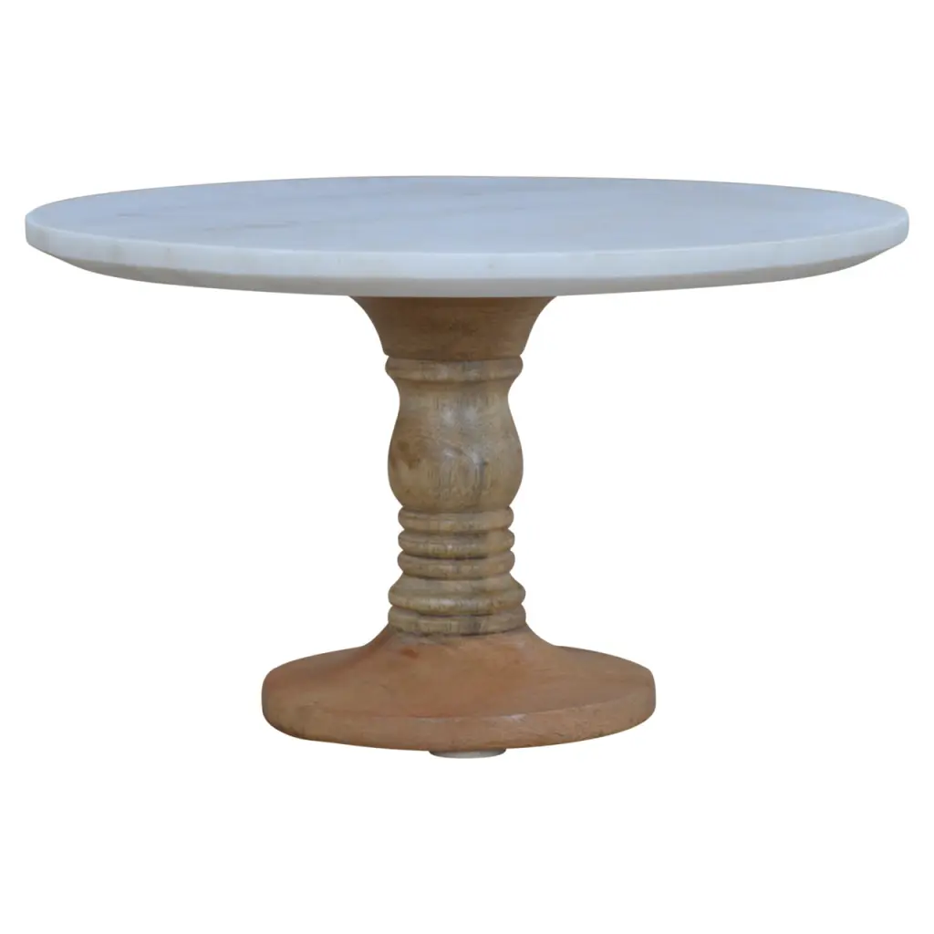Marble Top Cake Stand Light Brown Mid Century Modern Wood and Marble Stand artisan furniture