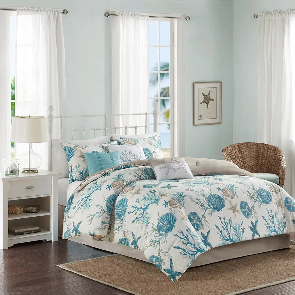 7 Piece Cotton Sateen Easeer Set Aqua California King Size jla