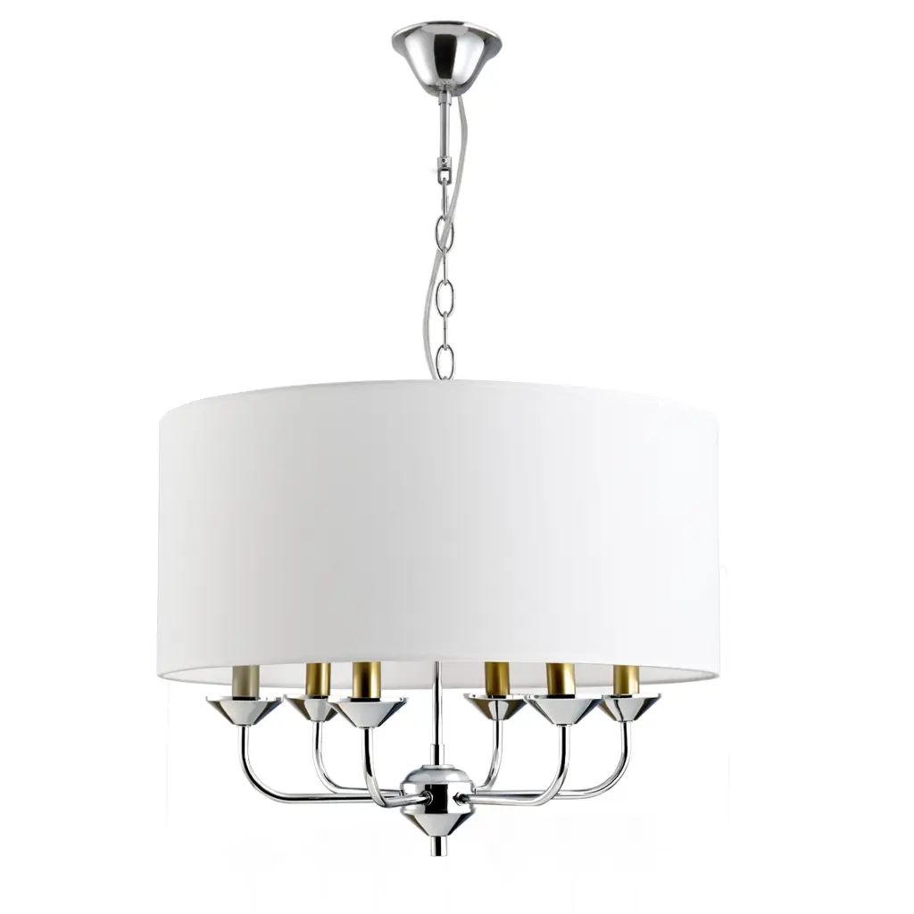 Homcom 6 Light Modern Chandelier Candle Pendant Light Drum Material Lamp Dining Room aosom business