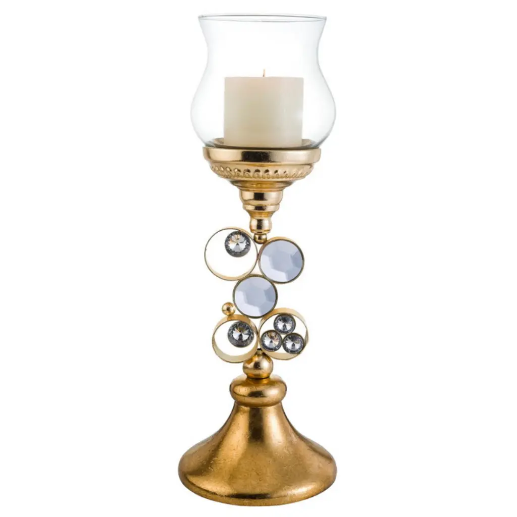 18 Inch Tall Polyresin Malha Candleholder Precious Metal Finish Home Decor california home