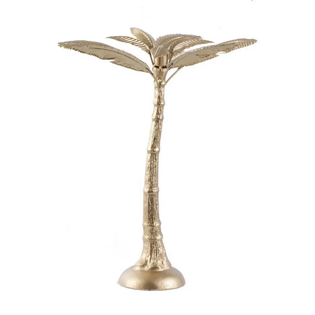 16 Inch Tall Artisan Gold Iron Palm Tree Candle Holder royal hampton