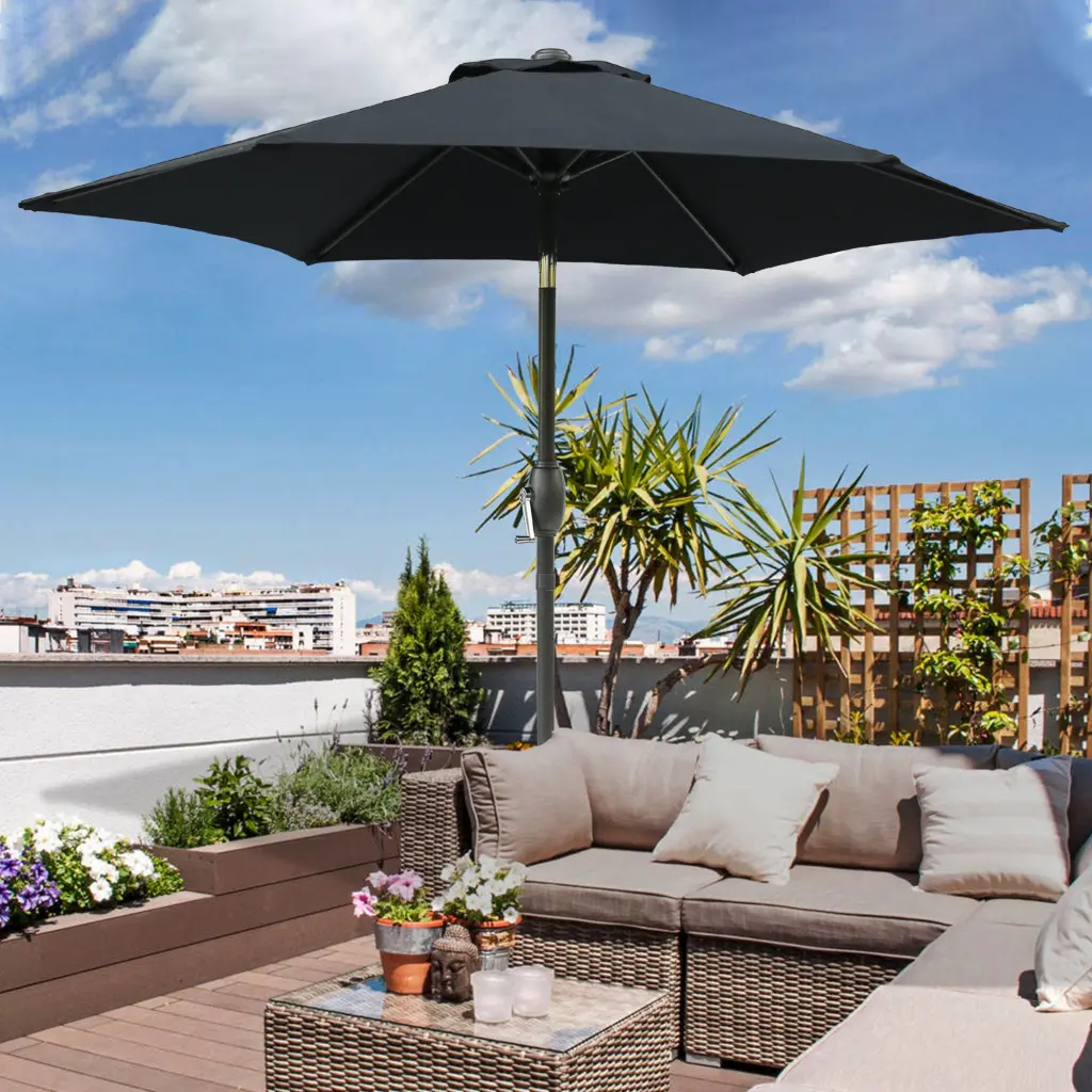 7.5Ft x 7.5Ft Patio Umbrella Crank and Push Button Tilt Outdoor Use tradeber