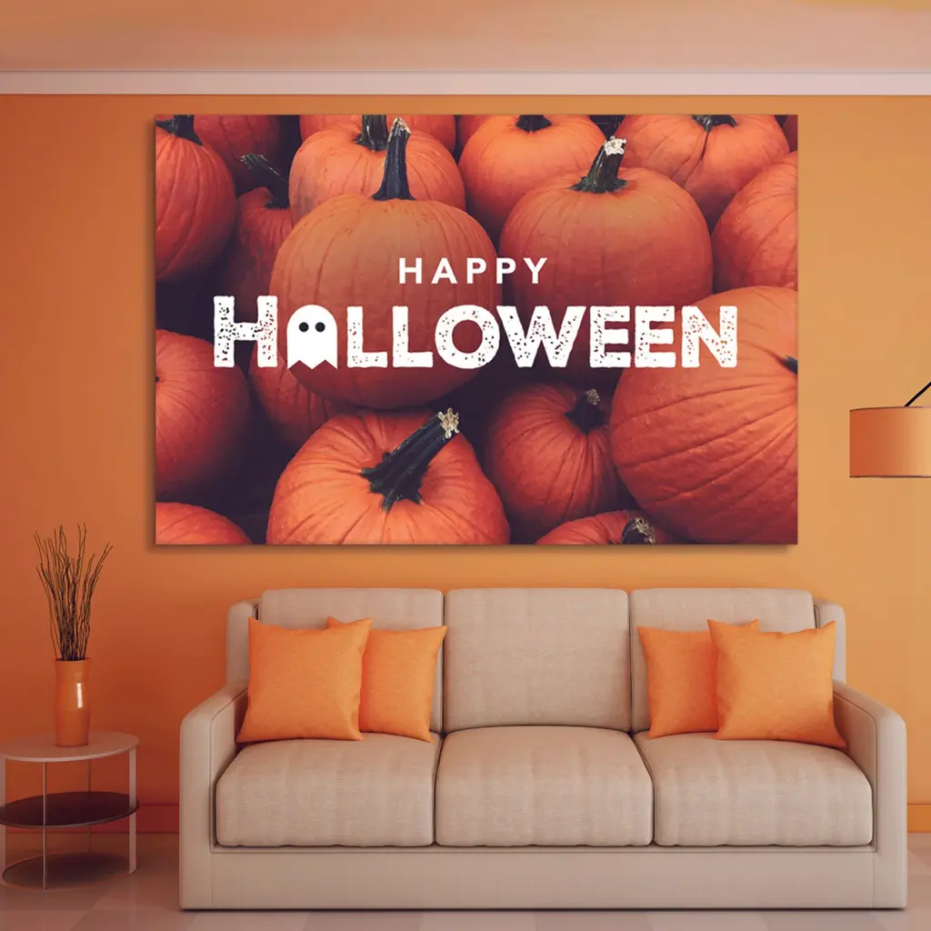 Drop Ping Framed Canvas Wall Art Halloween Pumpkin Decor Painting looife art