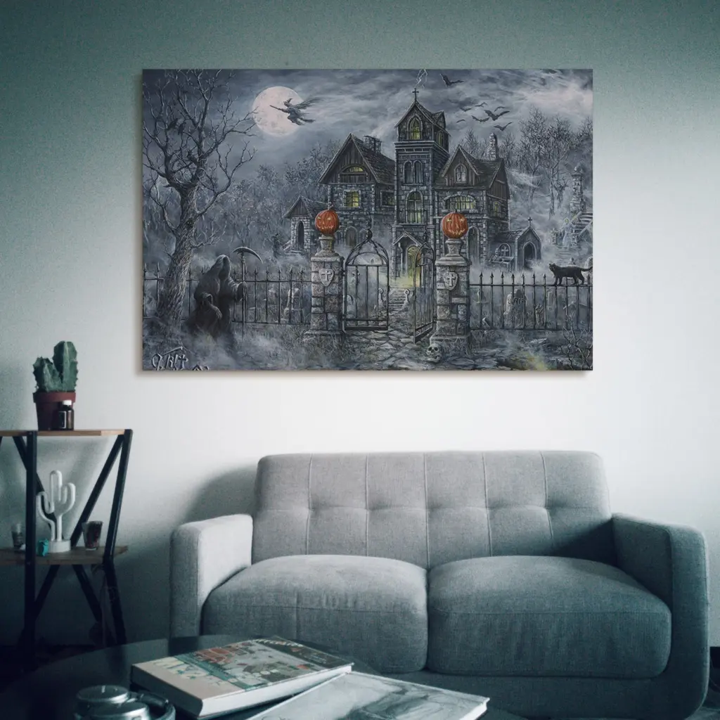 1Pcs Drop Ping Framed Canvas Wall Art Decor Painting Halloween looife art