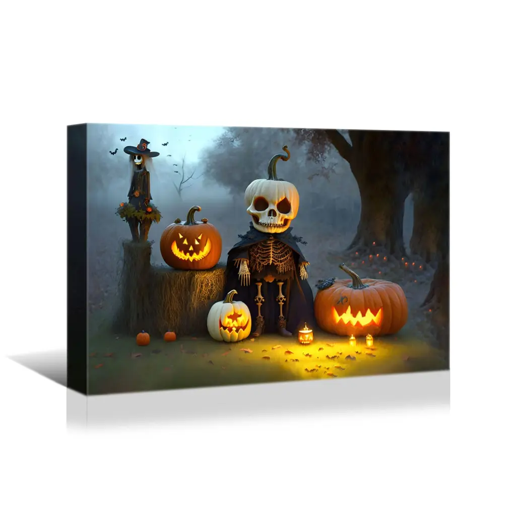 1Pcs Drop Ping Framed Canvas Wall Art Decor Painting Halloween Skull looife art