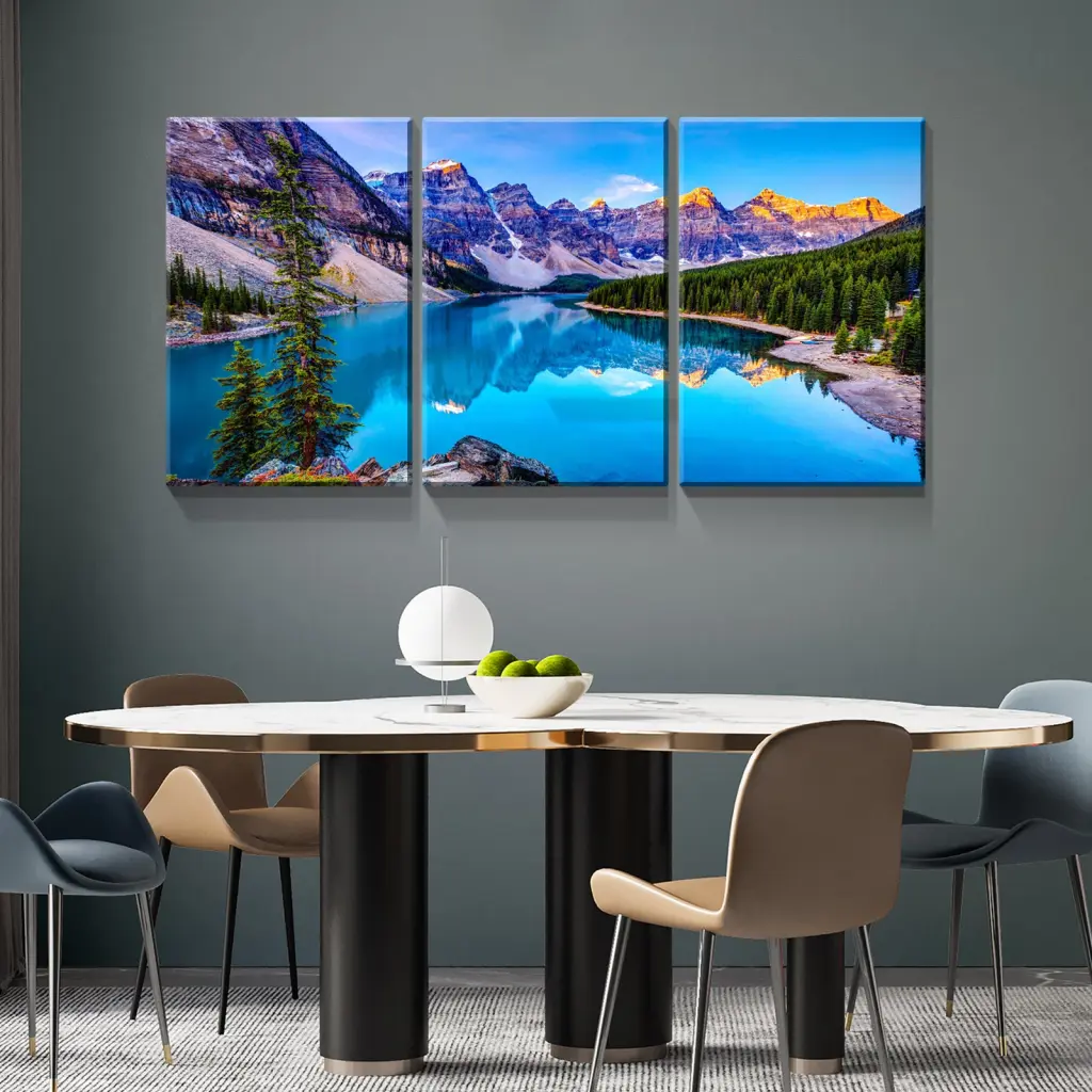 3 Panels Framed Nature Landscape Mountain & Lake Canvas Wall Art Decor looife art