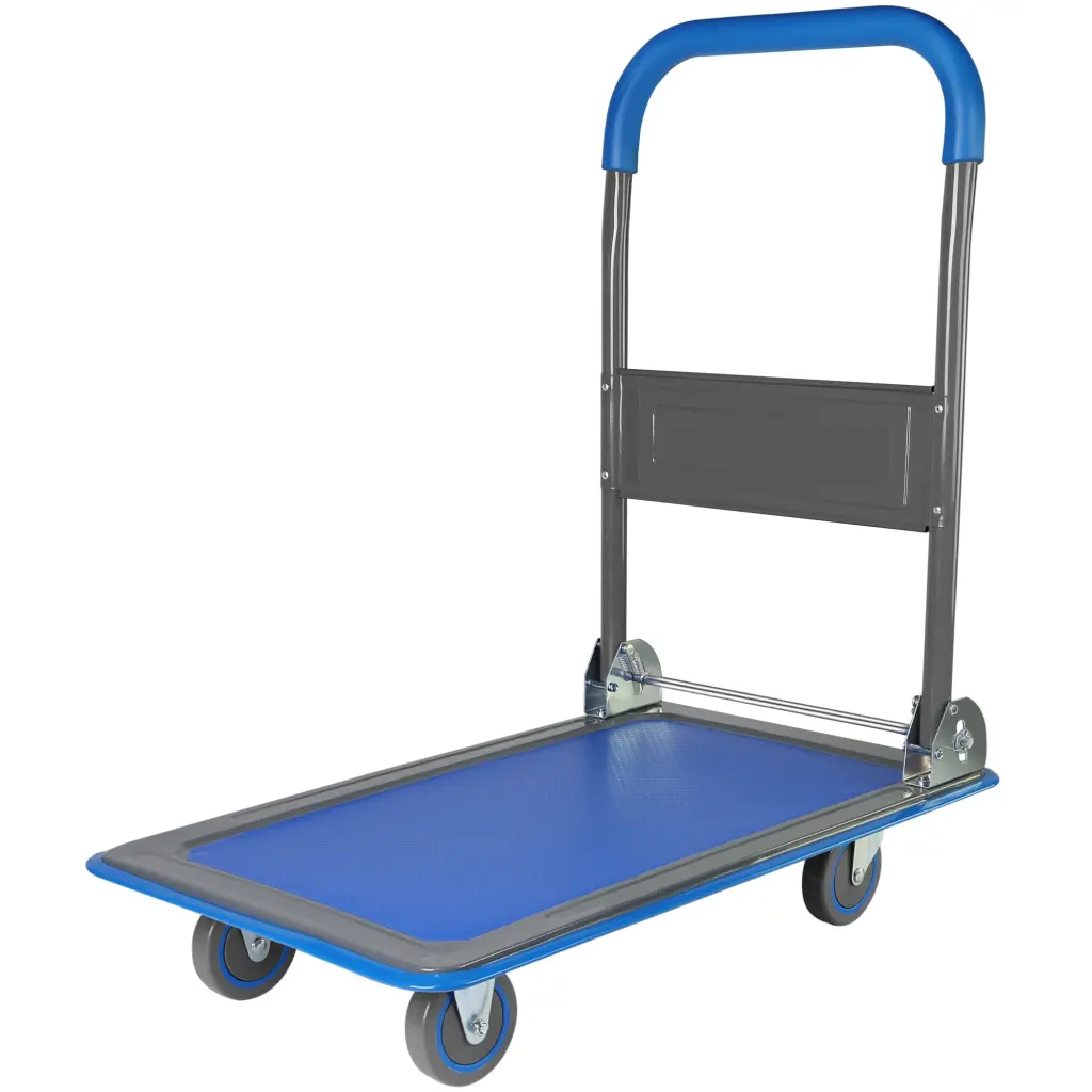 Enhanced Collapsible Push Shopping Basket Dolly - 330 Lbs Capacity Moving Platform Cart ys