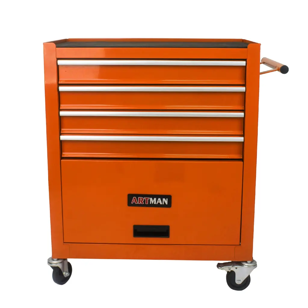 4 Drawers Multifunctional Tool Shopping Basket Wheels Orange Steel artman