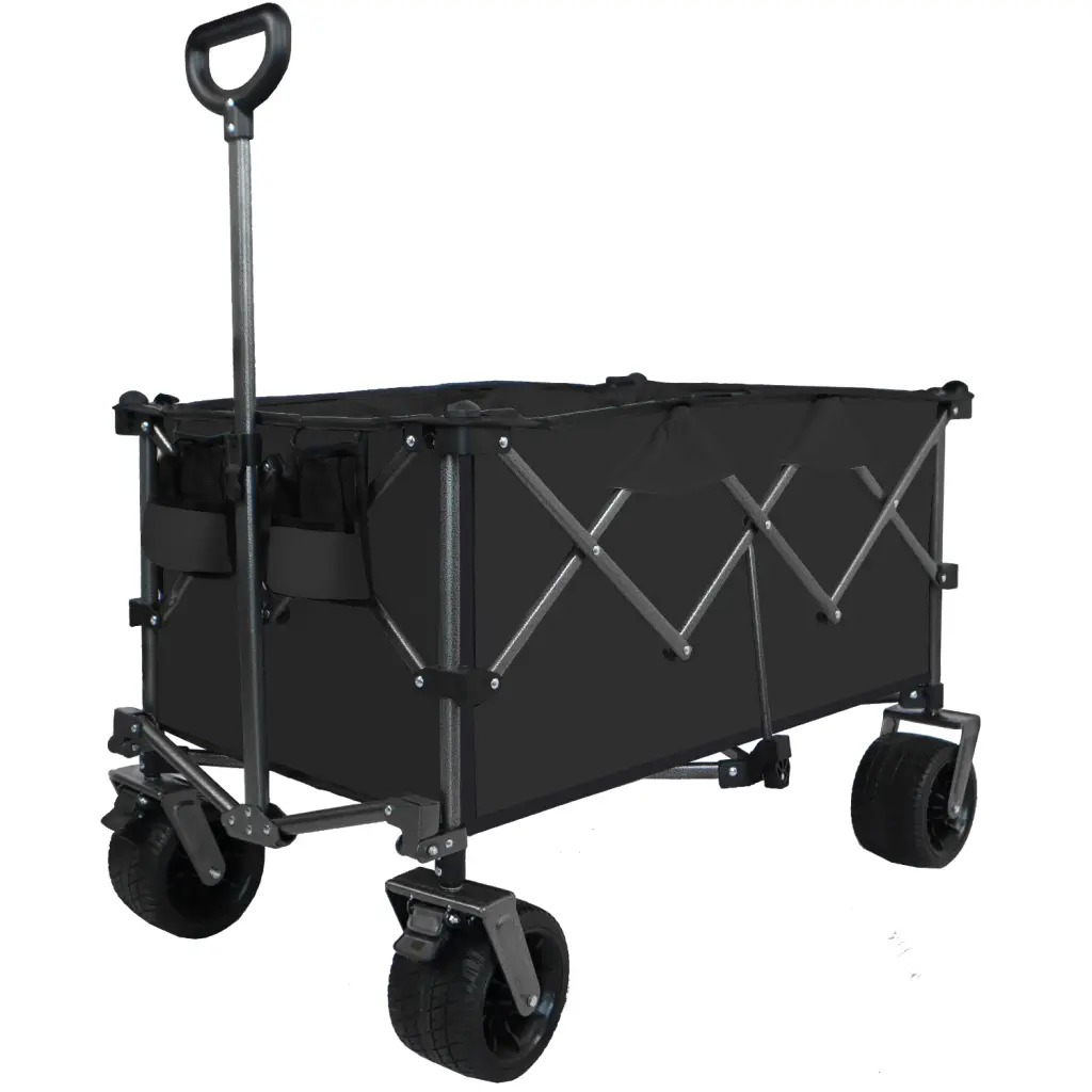 Foldable Folding Wagon Push Pull Collapsible Beach Wagon Shopping Basket Black Utility Cart runfarwagon
