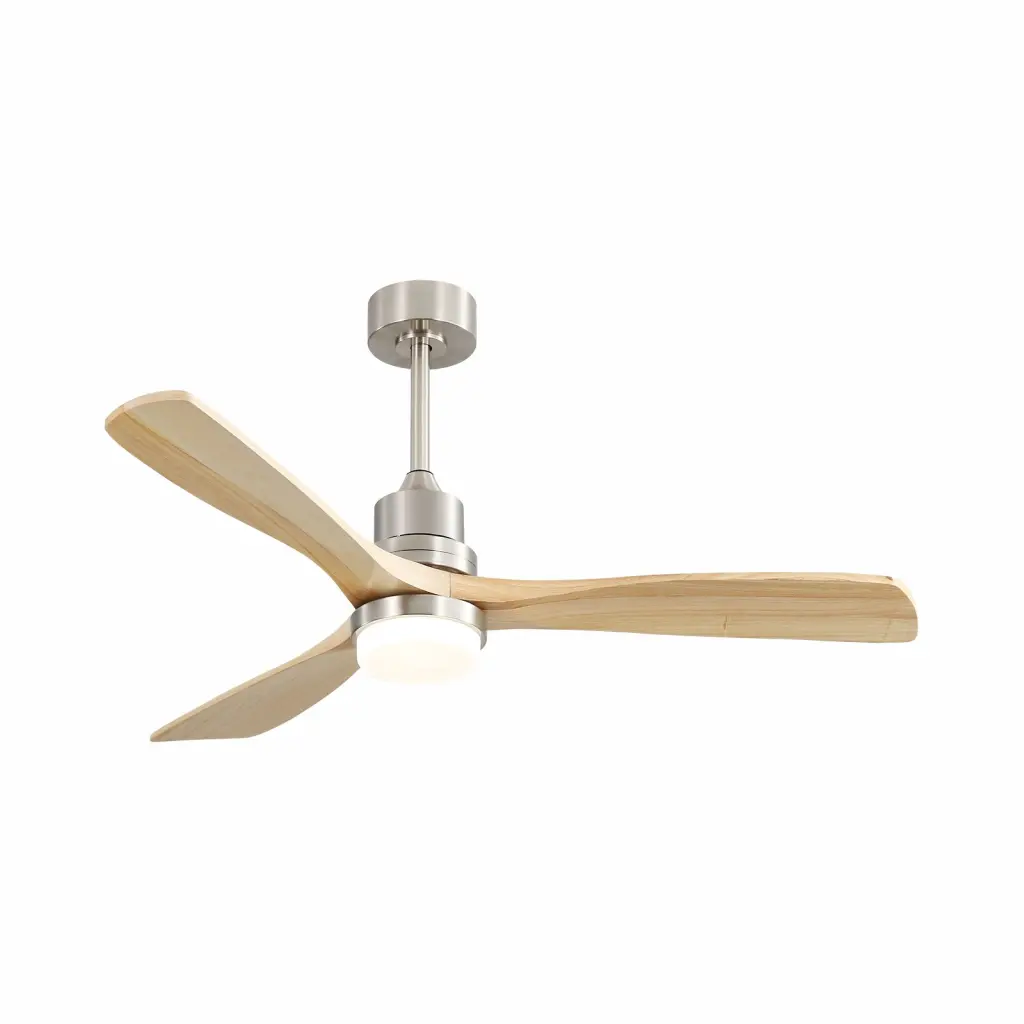 52 Inch Ceiling Fan Dimmable LED Light 6 Speed Remote 3 Wood Blade Reversible