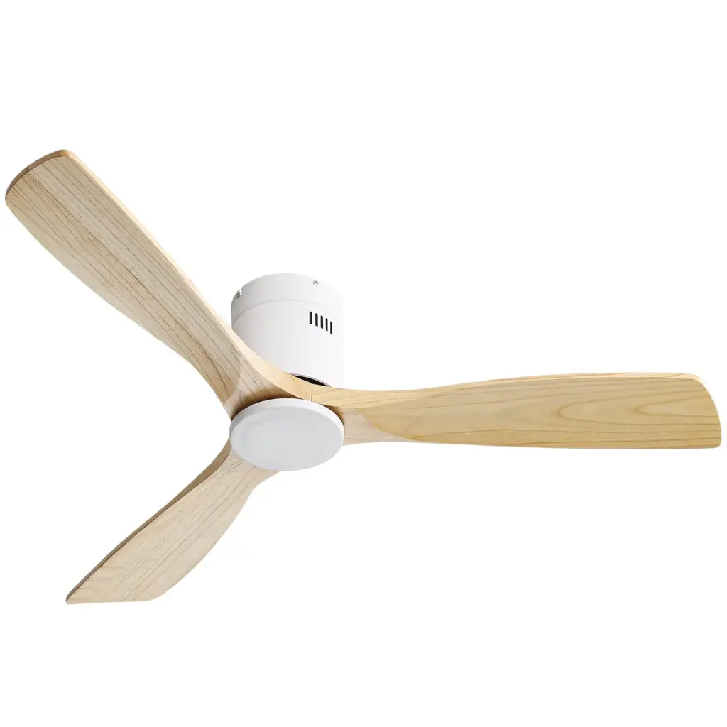 52 Inch Ceiling Fan Natural 3 Solid Timber Fan Blade Noiseless Reversible ceiling fan with light