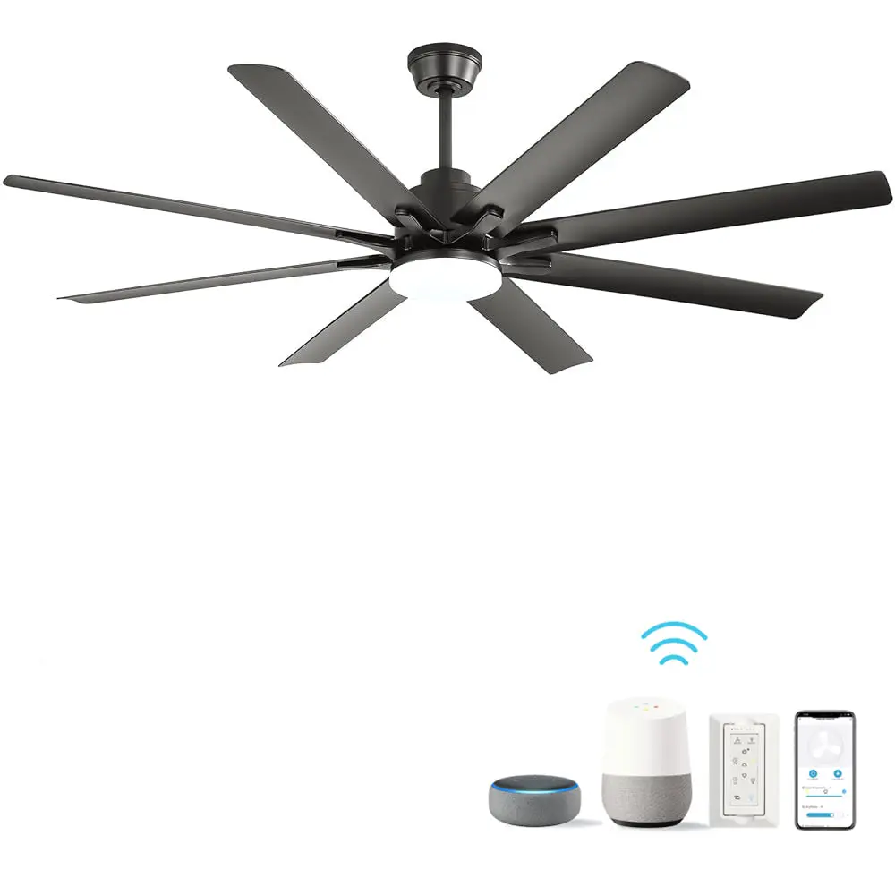 66 Inch Modern Smart Remote Control 6 Speed Reversible Noiseless Ceiling Fan ceiling fan with light