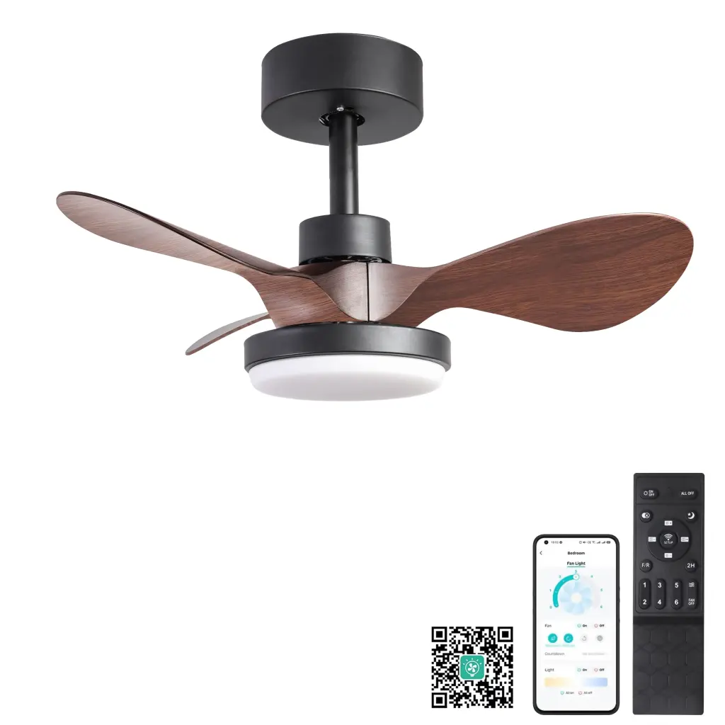 24 Inch Black Small Ceiling Fan Light Remote Control Modern Low Profile hc ceiling fan with light