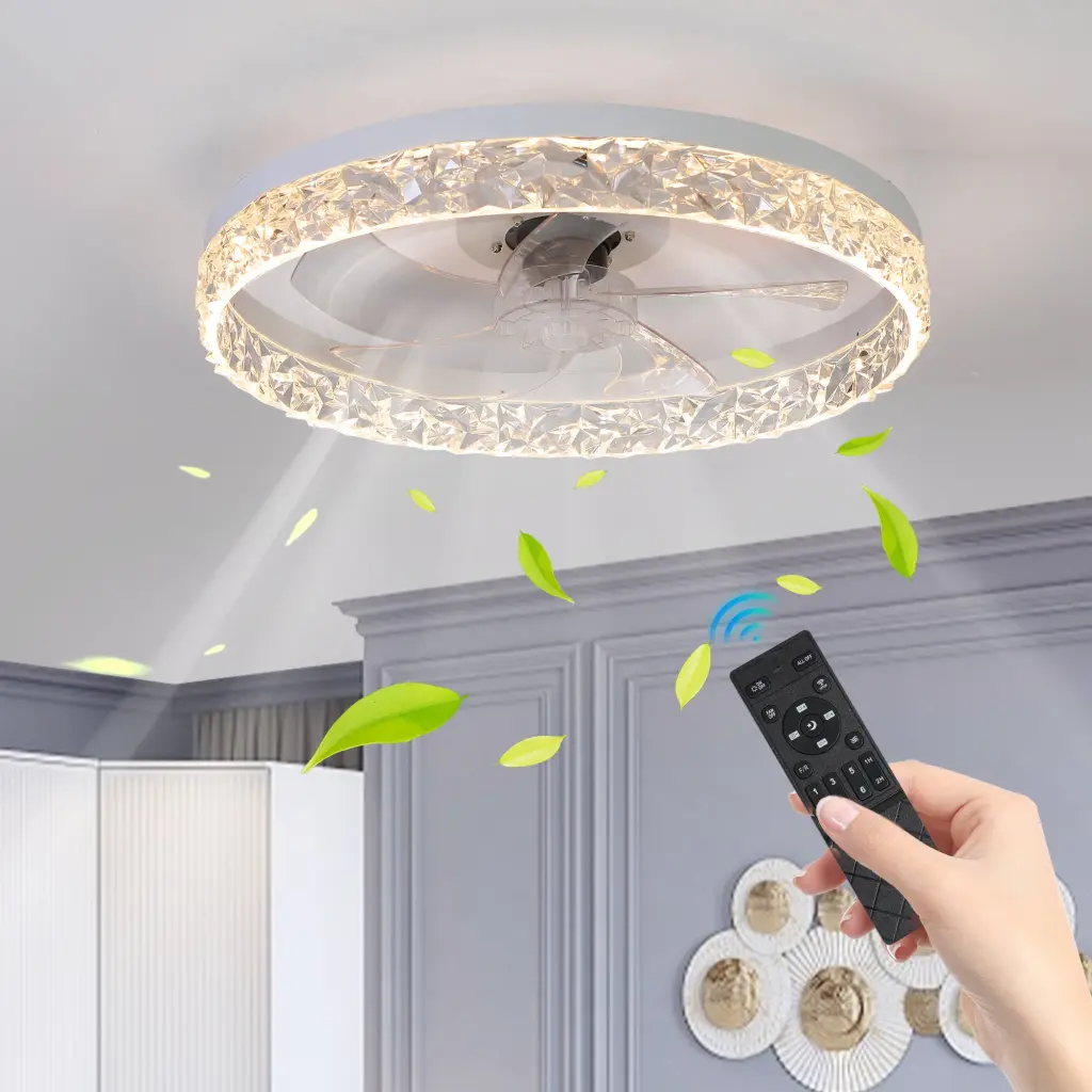 Modern Acrylic Ceiling Fan Light Remote Dimmable LED Chandelier lighting commune