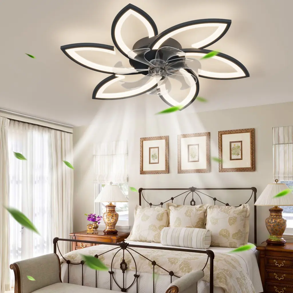 30.7 Inch Ceiling Fan Lights Remote Control 3 Hue Temperatures 6 Blades Modern Home Cooling w1962 seehui lighting
