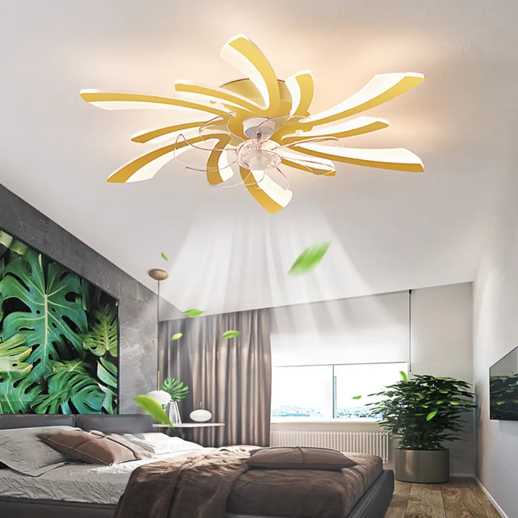 31 Inch Ceiling Fan Lights Remote Control Dimmable LED and 6 Speed Settings w1962 seehui lighting