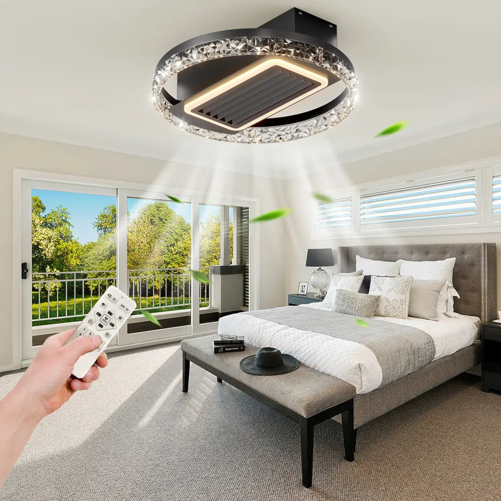 20 Inch Modern Leafless Ceiling Fan Remote Control Removable Blades w1962 seehui lighting