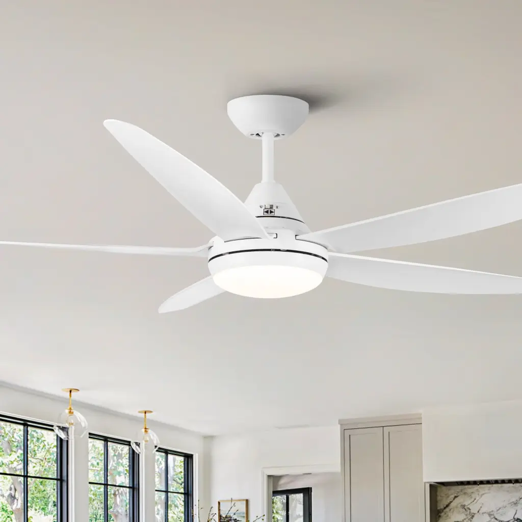 56 Inch Integrated LED Ceiling Fan Lamp White ABS Blades yuhao w1367
