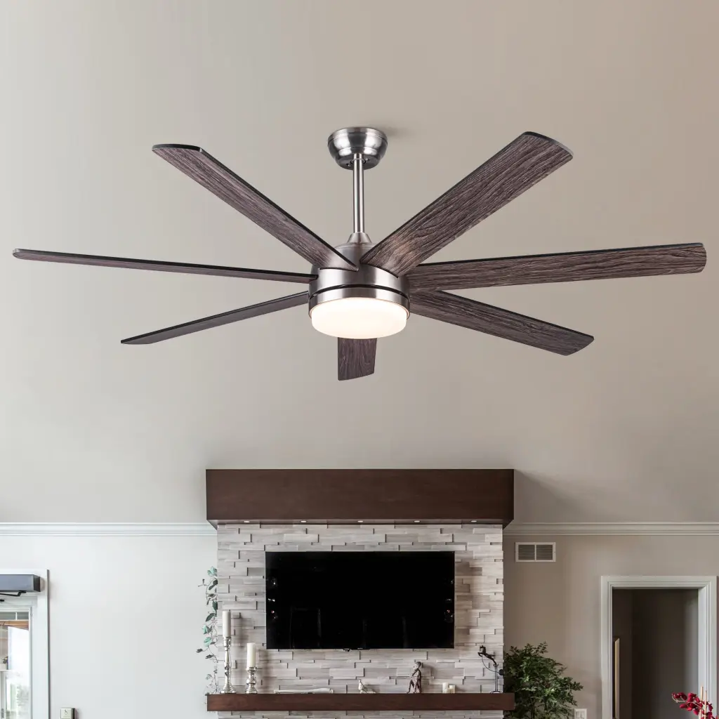 62 Inch Merged LED Applicator Nickel Plywood Intelligent Ceiling Fan yuhao w1367