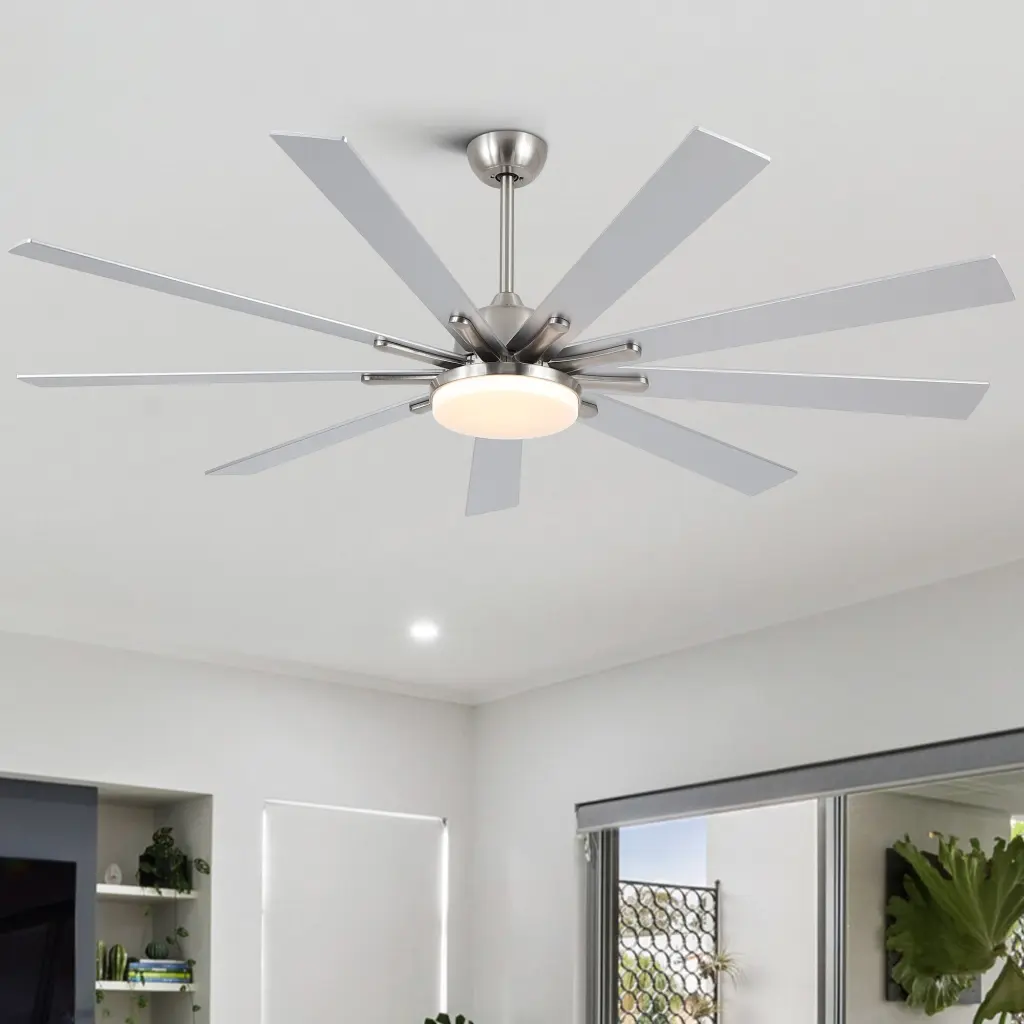 72 Inch Merged LED Nickel Ceiling Fan Remote Control yuhao w1367