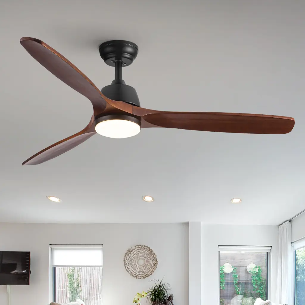 52 Inch Yuhao Farmhouse Rustic LED Ceiling Fan Remote Control Brown yuhao w1367