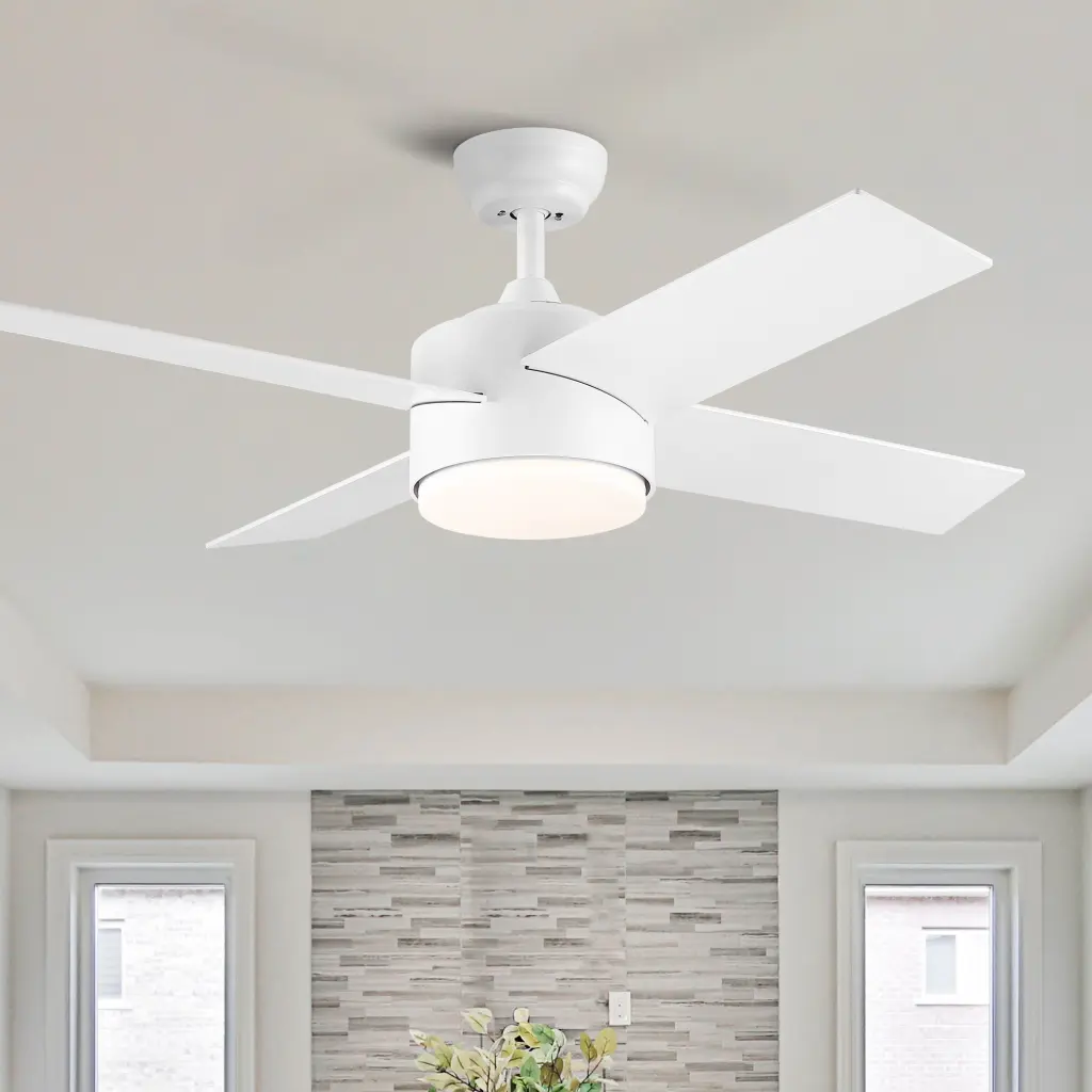 44 Integrated LED Ceiling Fan Lamp White ABS Blades White Finish yuhao w1367
