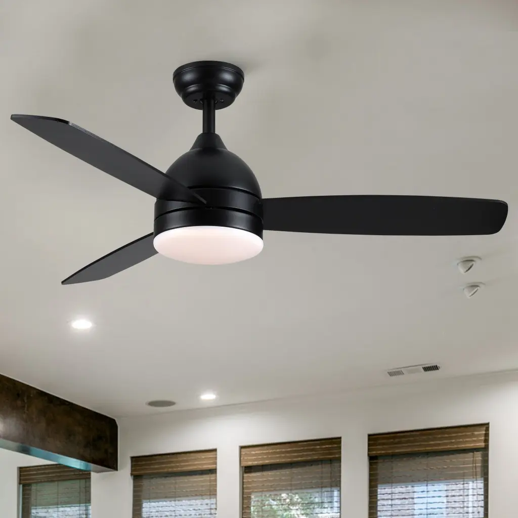 Smart 48 Inch Integrated LED Black Ceiling Fan Remote Control yuhao w1367