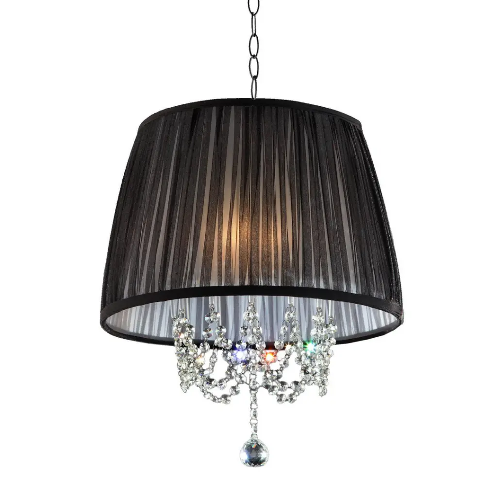 17 Inch Tall Eclipse Ceiling Lamp Shiny Metal Finish Glass Accents Black california home