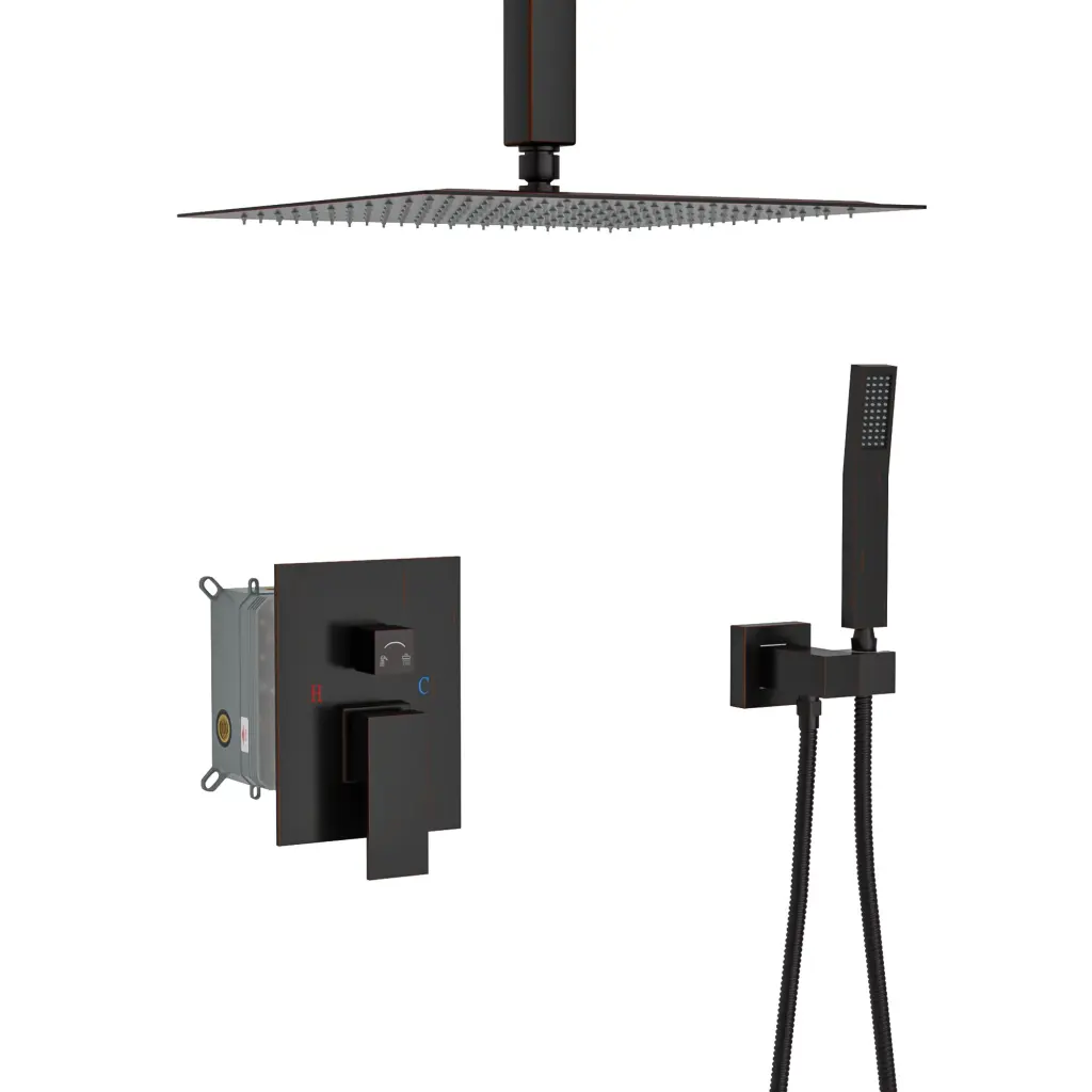 12 Inch Square Dual Shower Head Ceiling Mount Shower System Rough lordear