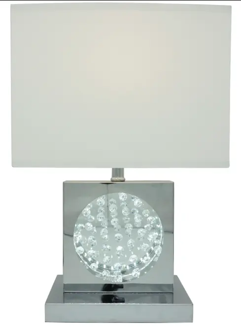22 Inch Chrome Square Glass Centerpiece Night Light USB Port sh lighting