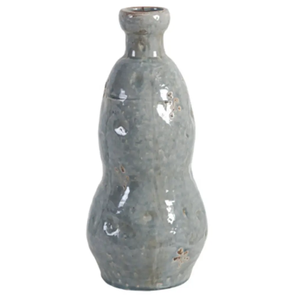15 Inch Ceramic Vase Curved Design Gray royal hampton