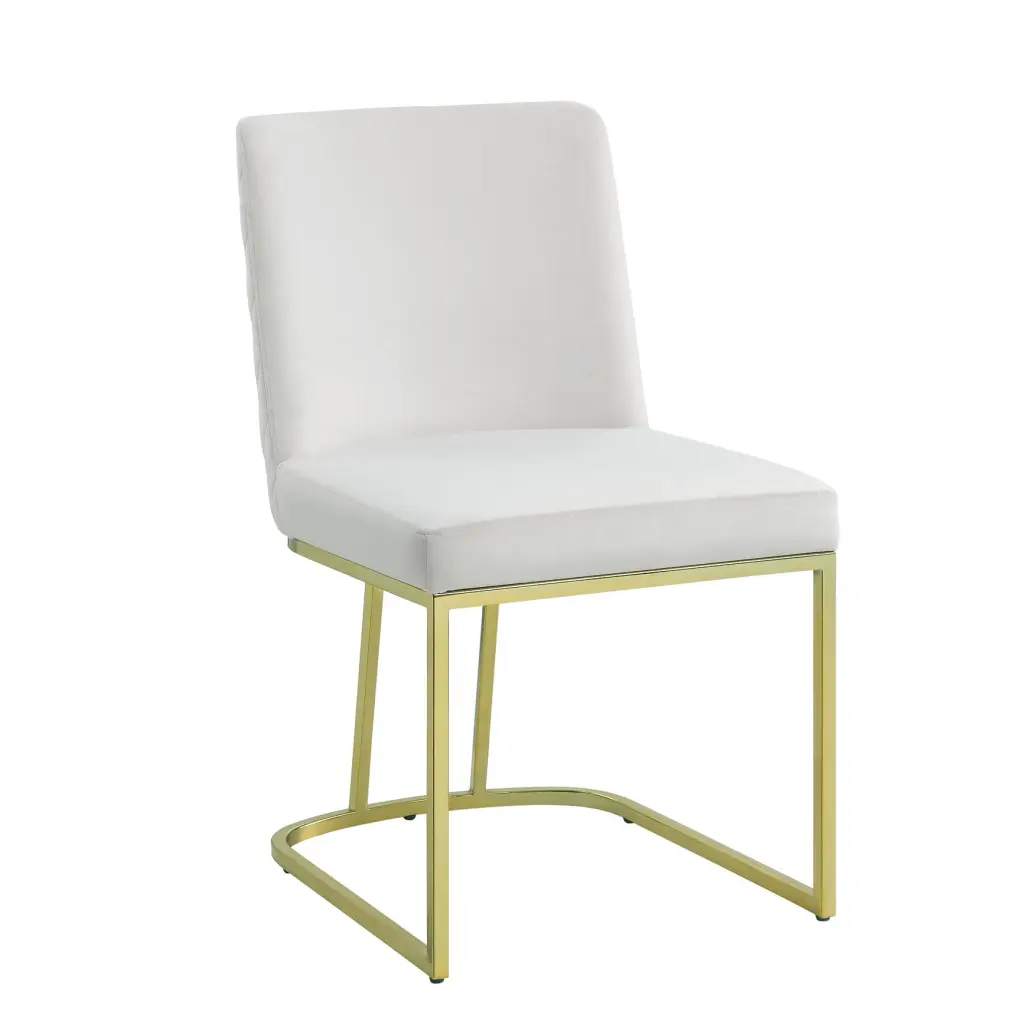 Zazie Beige Velvet Side Chair Set Precious Metal Finish acme onsite store