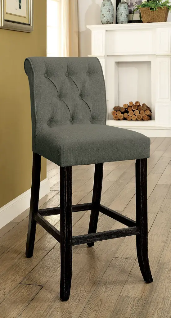 Rustic Style Set 2 Counter Height Dining Chairs Grey kanepe