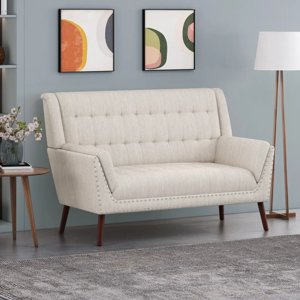 Beige Upholstered Seat Chair Modern Design nh-purenest