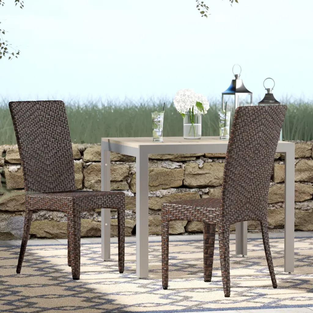 Josh Pe Wicker Sidechair 1Pc Brown Multi Ferrous Metal Outdoor Patio Furniture nh-vivalux