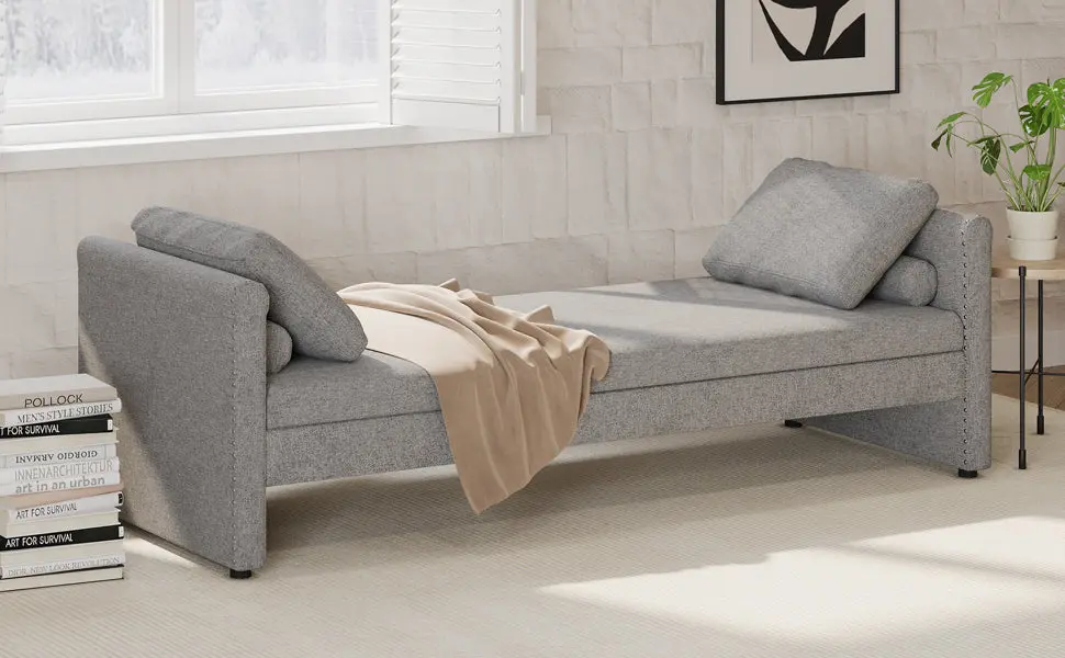 Modern Upholstered Chaise Lounger Daybed Pillows Small Single bed best