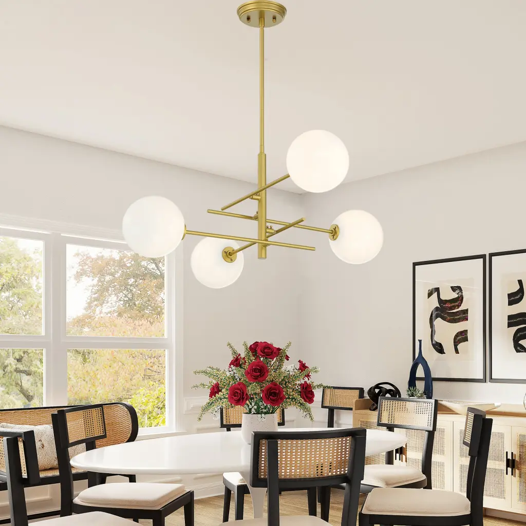 4 Light Dimmable Sputnik Chandelier Antique Copper Alloy Modern Ceiling Light acroma