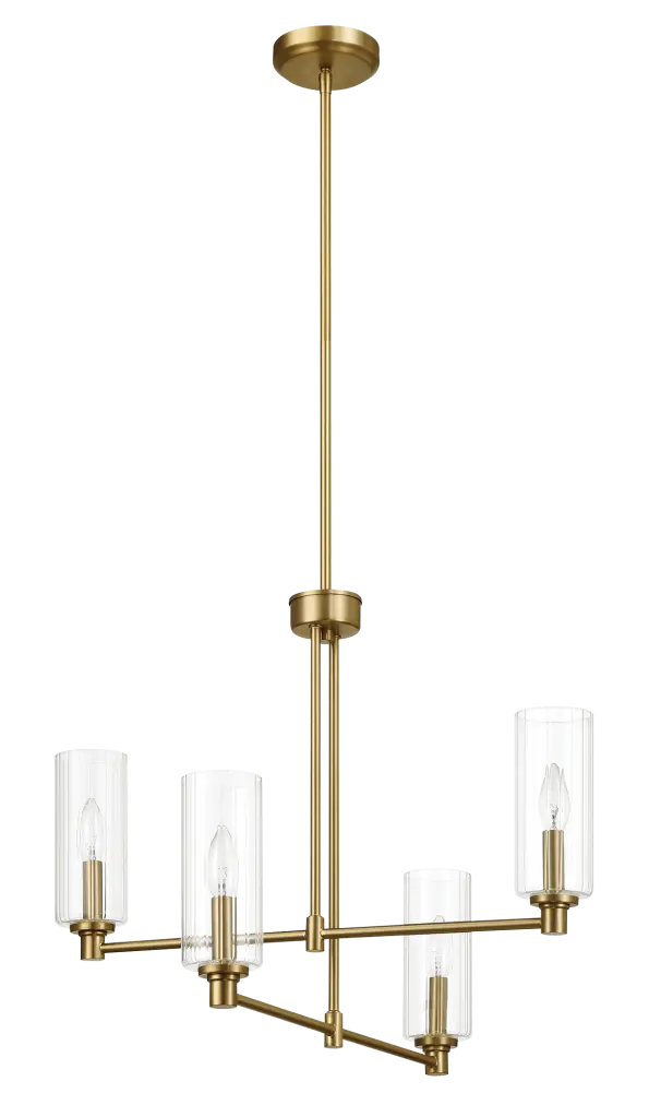 Enigma Four Lights Chandelier Clear Ribbed Crystal Satin Copper Alloy ashcroft furniture