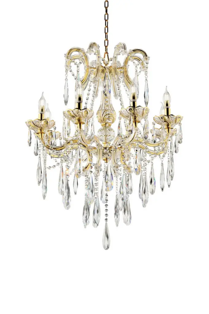 35 Inch Luminere 8 LED Light Chandelier Glass Matte Precious Metal Finish california home