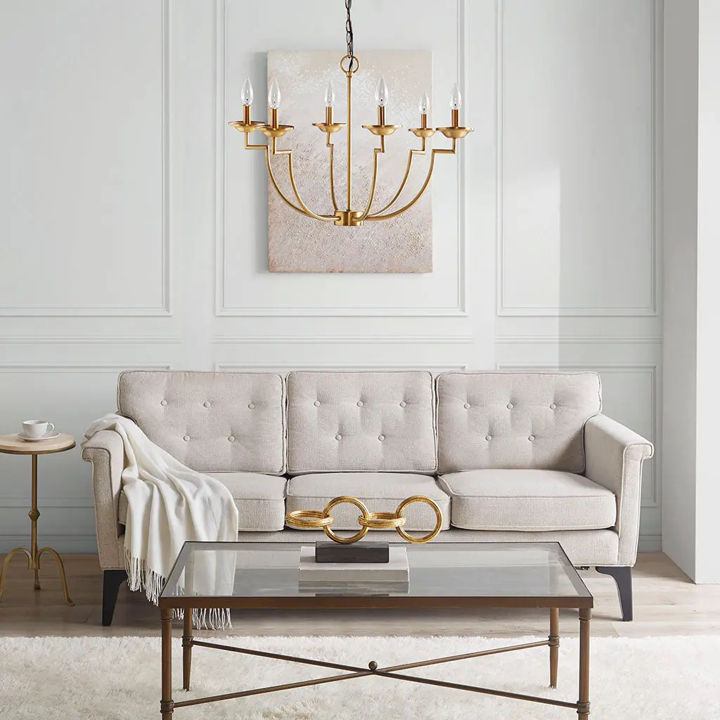 Savor 6 Light Traditional Candelabra Styled Chandelier Precious Metal Cotton jla