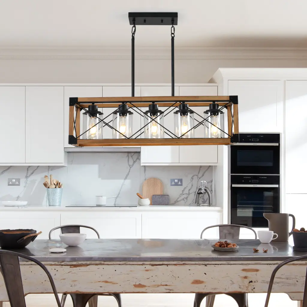 5 Light Retro Farmhouse Chandelier Kitchen Dining Room W1340P155967 L1011 G lighting commune