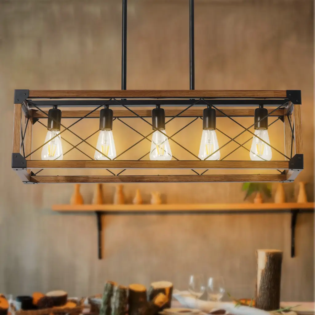 5 Light Retro Farmhouse Chandelier Kitchen Living Room Dining lighting commune